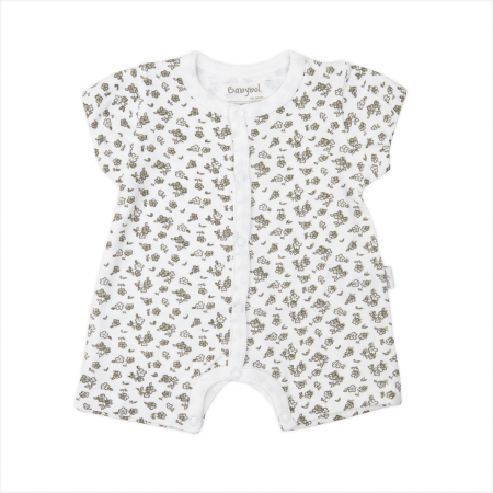 OUTLET ↗ 60% - Salopeta bebe fetita, maneca scurta, bumbac, imprimeu floral kaki, brand Babybol