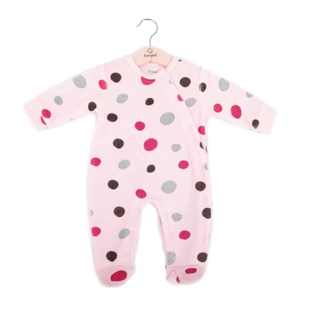 Salopeta bebe maneca lunga - Salopeta bebe fetita roz cu buline , Babybol