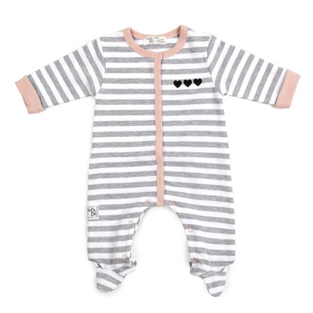 Fete - Salopeta bumbac bebe fetita, dungi gri, Babybol