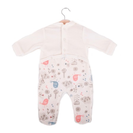 Salopeta catifea bebe cu puisori, crem , Babybol [1]