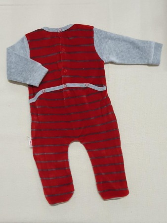 Salopeta cu botosei bebe baiat, broderie pinguin patinator, Babybol [1]