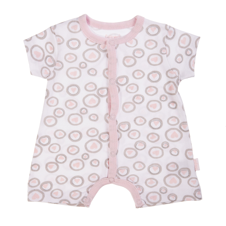 Salopeta maneca lunga - Salopeta cu maneca scurta bebe fetita, imprimeu inimioare roz, brand Babybol