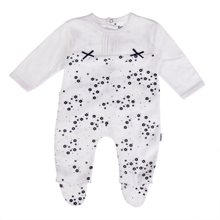 Fete - Salopeta maneca lunga , flori navy, Babybol