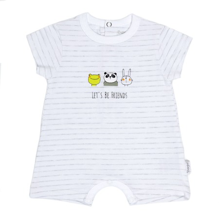 Fete/Baieti 0-24 luni - Salopeta maneca scurta Babybol baiat 0-12 luni, dungi gri