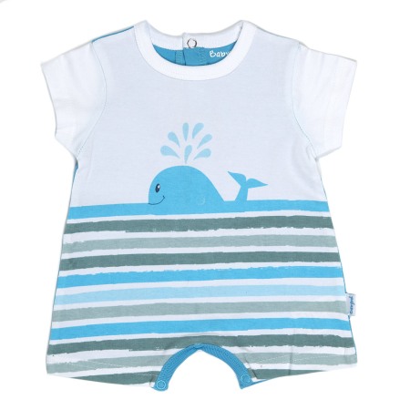 Fete/Baieti 0-24 luni - Salopeta maneca scurta baiat 0-18 luni, imprimeu balena, Babybol