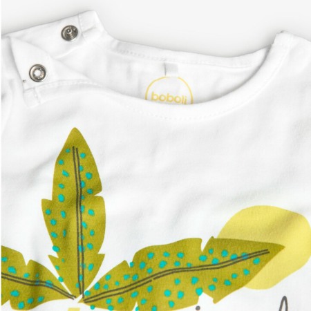 Salopeta maneca scurta bebe baiat, imprimeu dino, alba, brand Boboli [1]