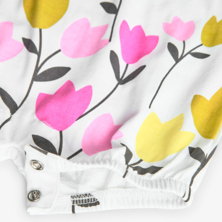 Salopeta maneca scurta bebe fetita, imprimeu lalele, alb, brand Boboli [3]