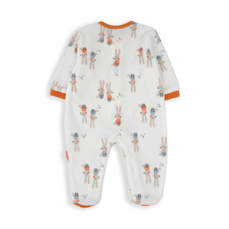 Salopeta nou nascut cu botosei, bumbac catifelat, imprimeu iepurasi, brand Babybol [1]