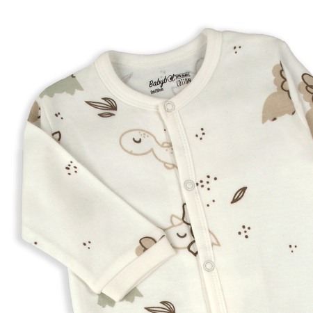 Salopeta nou nascut cu botosei, bumbac organic, imprimeu dino, ivoire, brand Babybol [2]
