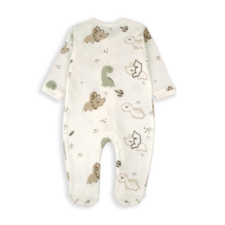 Salopeta nou nascut cu botosei, bumbac organic, imprimeu dino, ivoire, brand Babybol [1]