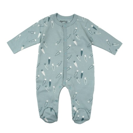 Fete/Baieti 0-24 luni - Salopeta nou nascut cu botosei, bumbac organic, imprimeu legume, cloud, brand Babybol