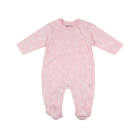 Salopeta bebe maneca lunga - Salopeta nou nascut cu botosei, bumbac organic, roz, brand Babybol