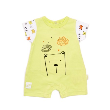 Baieti - Salopeta vara bebe baiat, maneca scurta, verde, Babybol