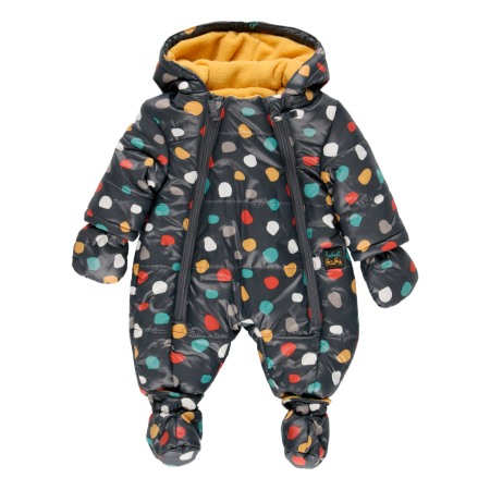 Geci /Salopete/Veste iarna - Salopeta zapada thermo bebe , gluga, manusi si botosei detasabili, buline multicolor Boboli