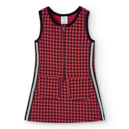 Fete/Baieti 2- 16 ani - Sarafan fete tricot fin, imprimeu geometric, roz/negru, Boboli