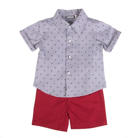 Baieti - Set 2 piese baiat camasa si pantalon scurt rosu, Babybol