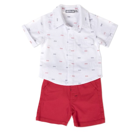 Baieti - Set 2 piese baiat camasacu pantalon scurt rosu , Babybol
