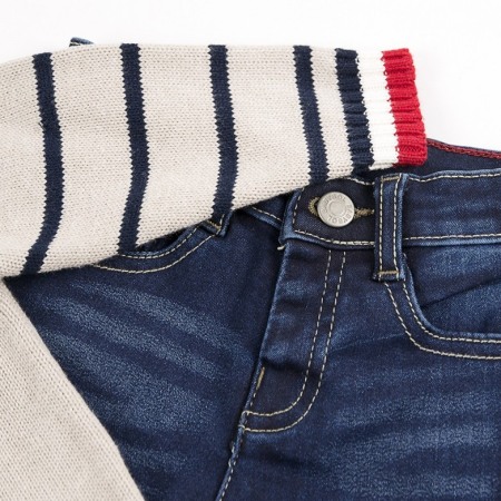 Set 2 piese baiat , pulover tricot cu pantalon jeans,Babybol [2]