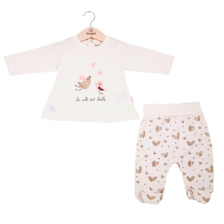 Set 2/3 piese bebe - Set 2 piese bebe fetita, la vie est belle, alb, Babybol