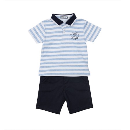 Baieti - Set 2 piese bebe , tricou polo si pantaloni scurti navy, Babybol