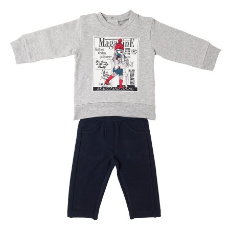 Trening 2/3 piese toamna - Set 2 piese , bluza si pantalon colant vatuit, gri, Babybol