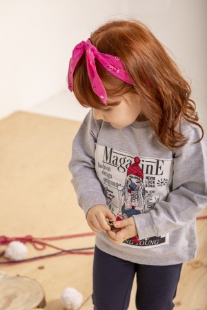 Set 2 piese , bluza si pantalon colant vatuit, gri, Babybol [1]