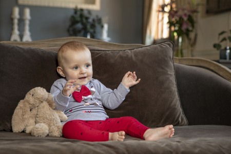 Fete/Baieti 2- 16 ani - Set 2 piese fete bumbac, hanorac gri si colant rosu,fundita aplicata, Babybol