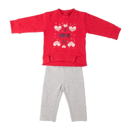 Fete/Baieti 0-24 luni - Set 2 piese fete , tricou rosu si colant gri, vatuit, Babybol