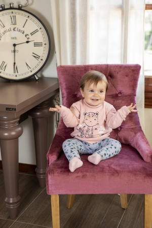 Set 2 piese fetita, hanorac si colant, animal print, roz pudra, Babybol [2]