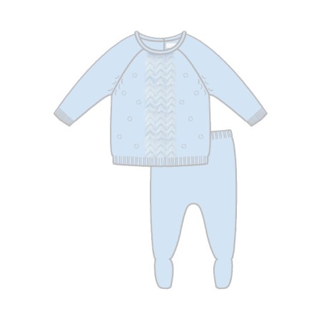 Set 2/3 piese maneca lunga - Set 2 piese tricotat bebe, bleu, Babybol