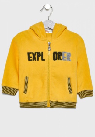 Set 3 piese bebe baiat, hanorac cu gluga galben, Babybol [1]