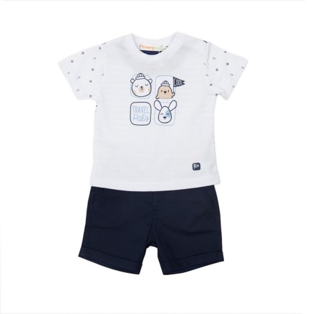 Compleu 2/3 piese maneca scurta - Set baiat tricou + pantalon scurt Babybol, navy