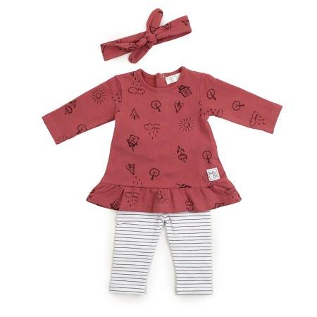 Fete - Set bebe rochita cu colant si bandana, Babybol