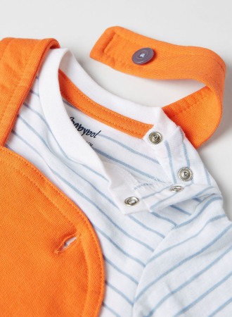 Set bebe , salopeta si tricou maneca scurta, orange, Babybol [2]
