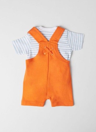 Set bebe , salopeta si tricou maneca scurta, orange, Babybol [1]