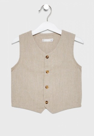 Set elegant in 3 piese baiat, camasa-vesta-pantaloni , bej, Babybol [1]