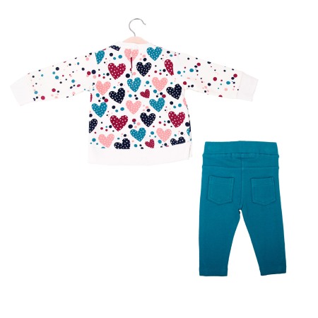 Set fete bluza maneca lunga si pantalon tip colant , vatuit, turcoaz, Babybol [1]