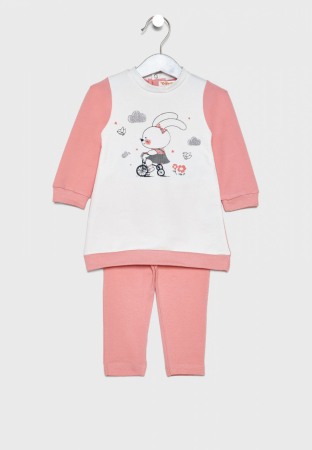 Fete/Baieti 0-24 luni - Set fetita 2 piese, rochie si colant, somon, Babybol