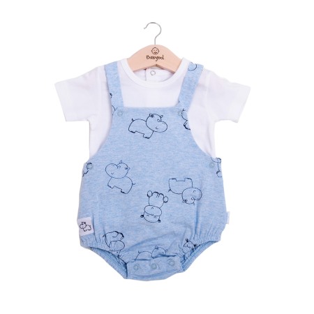 Salopeta bebe maneca scurta - Set nou nascut, salopeta cu bretele si tricou maneca scurta, Babybol