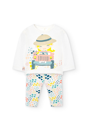 Compleu 2/3 piese maneca lunga - Set piese fetita, bluza maneca lunga+colant cu volane, brand Boboli