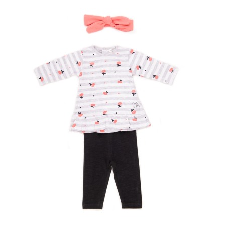 Fete - Set rochita maneca lunga, colant si bandana , bumbac soft, Babybol