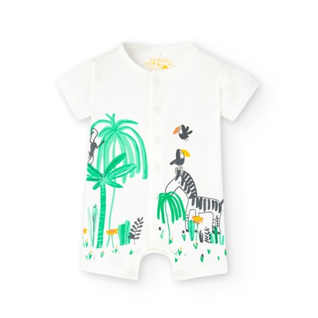 Set salopete bebe, bumbac, animal print, multicolor, Boboli [2]