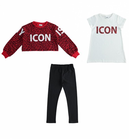 Set tricou maneca scurta/pantalon lung - Set sport 3 piese, bluza , tricou maneca scurta si colant negru, iDO