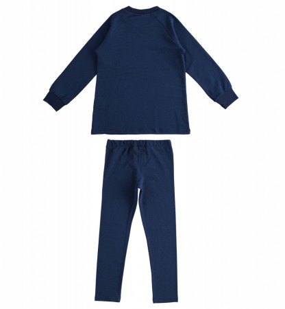 Set tricou maneca lunga si colant, imprimeu text PARIS, navy, iDO [1]