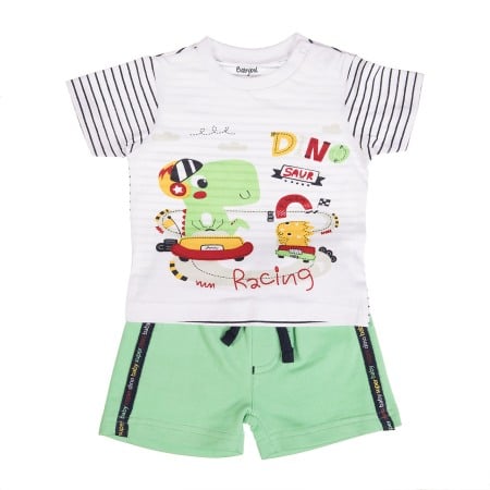 Set 2/3 piese maneca scurta - Set vara 2 piese baiat tricou cu pantalon scurt, imprimeu dino, Babybol