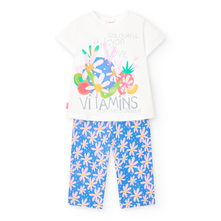 Set 2/3 piese maneca scurta - Set vara 2 piese fetita, bumbac better cotton, imprimeu floral, brand BOBOLI