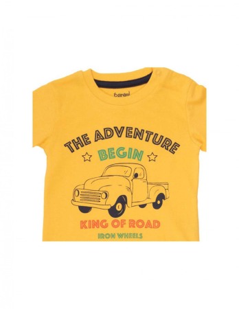 Set vara baiat bumbac 3 piese, tricou galben , maieu orange si pantalon scurt navy, Babybol [2]