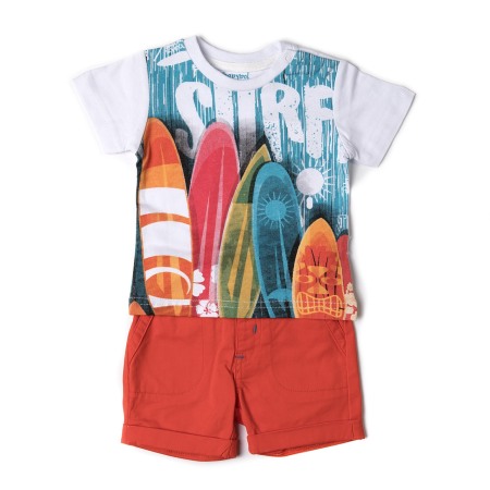 Baieti - Set vara baiat tricou si pantalon scurt orange Babybol