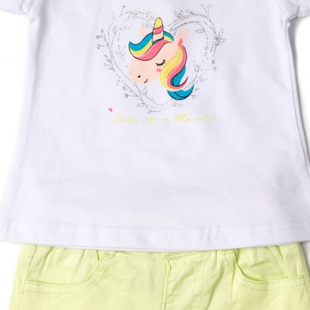 Set vara fete , tricou imprimeu unicorn si pantalon scurt , Babybol [1]