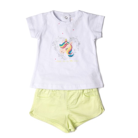 Fete - Set vara fete , tricou imprimeu unicorn si pantalon scurt , Babybol